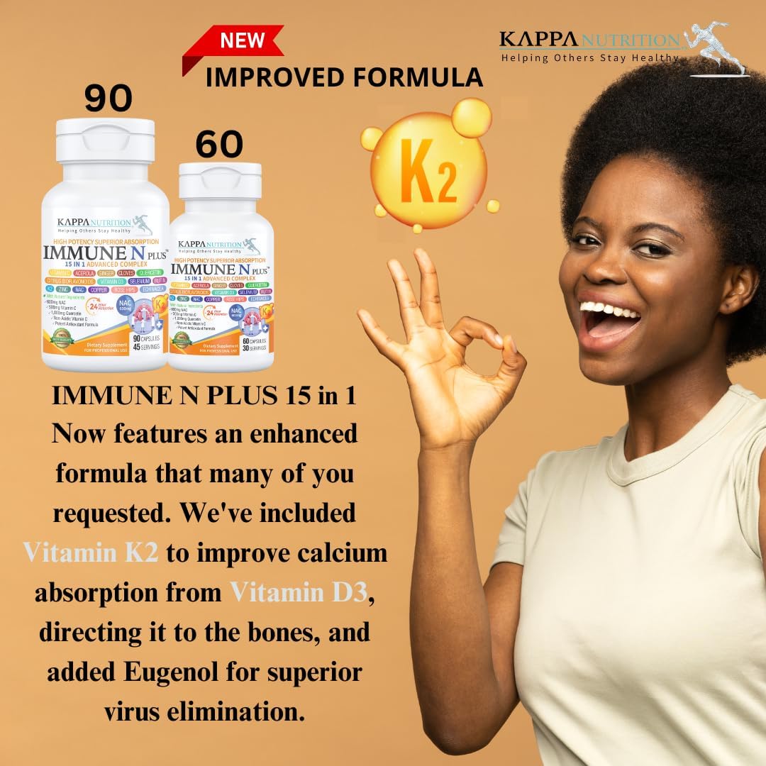 (90 Capsules), NAC 600mg, Quercetin 1,000mg, Vitamin C 500mg, Zinc 50mg, Vitamin D3 5,000iu, Selenium, Copper, Acerola, Ginger, Rutin, Citrus Bioflavonoids, Rose Hips, Echinacea, Immune N Plus 15 in 1