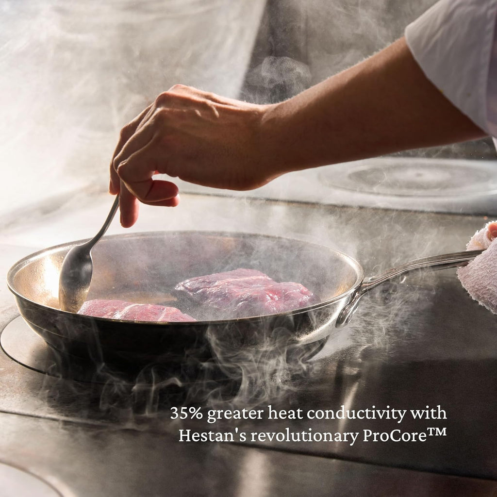 Hestan ProBond Luxe 3-Piece Skillet Set (8.5, 11 & 12.5 Inch) Professional Clad Stainless Steel, ProCore Tri-Ply Clad Construction, Polished Exterior, Induction & Oven Safe