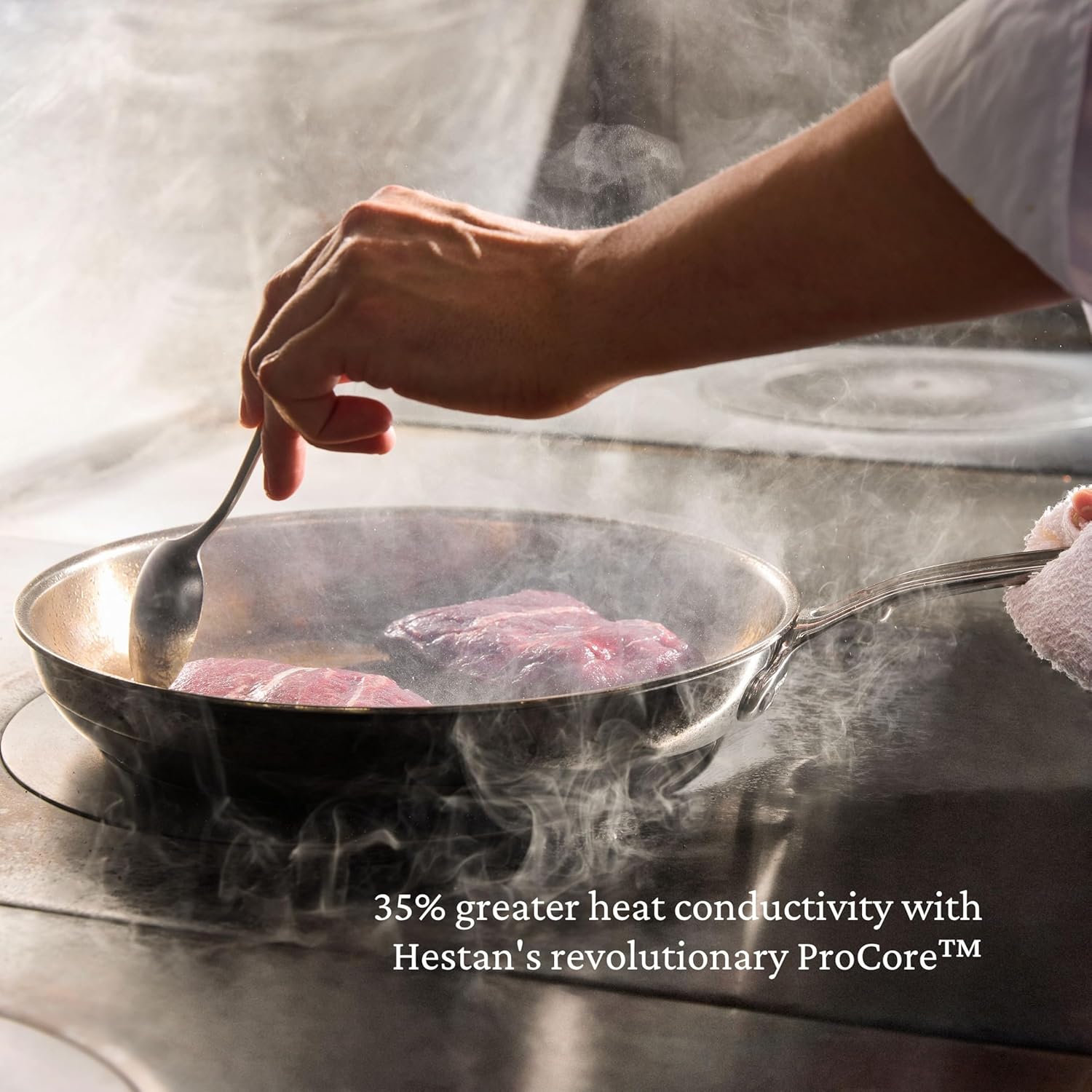 Hestan ProBond Luxe 3-Piece Skillet Set (8.5, 11 & 12.5 Inch) Professional Clad Stainless Steel, ProCore Tri-Ply Clad Construction, Polished Exterior, Induction & Oven Safe