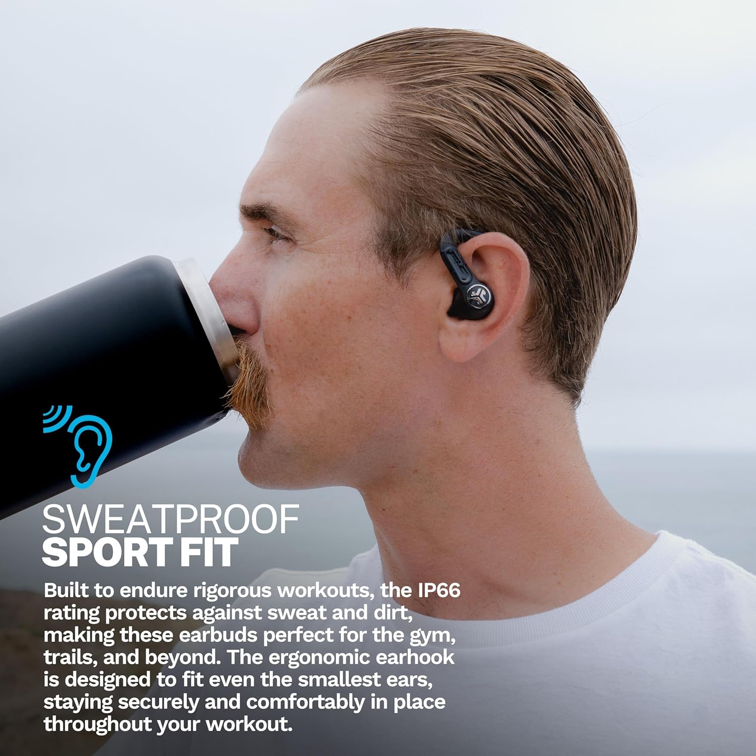 JLab, Epic Air Sport ANC 3, True Wireless Earbuds, Active Noise Cancelling, Bluetooth, Sport, Black