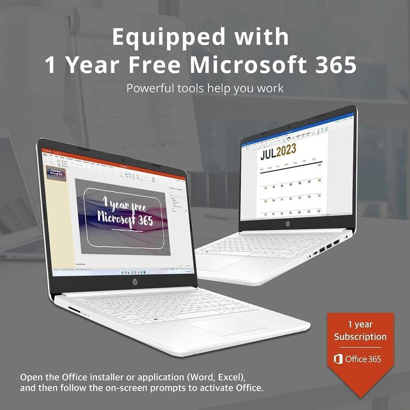 HP 2024 Premium 14" Micro-Edge Portable Laptop Student Business, Intel Quad-Core N4120, 8GB RAM, 192GB (64GB eMMC+ 128GB Card), Webcam, WiFi, Windows 11S + 1 Year Office 365, MarxsolAccessory White