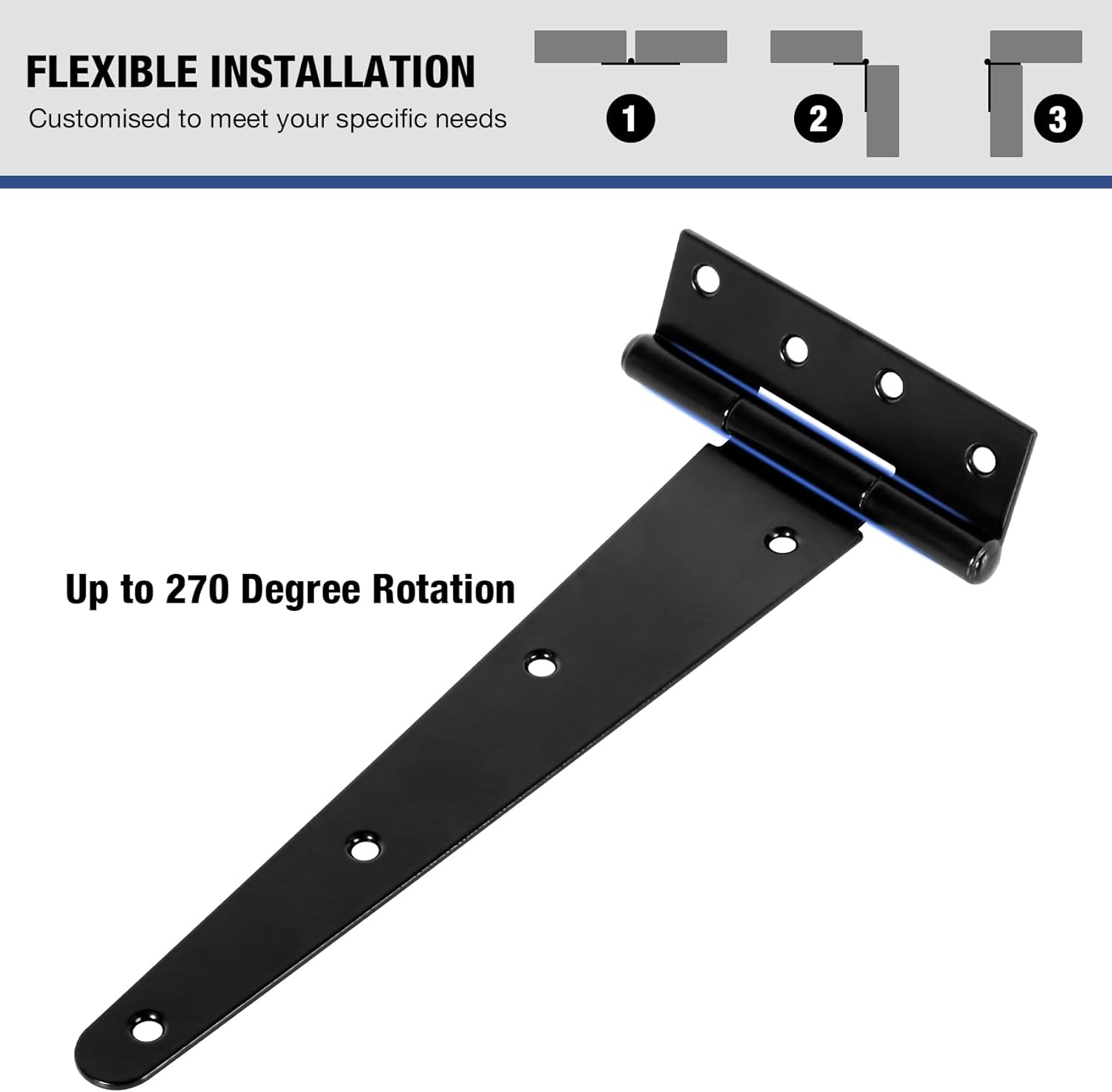 10 Inch Shed Door Hinges T-Strap Gate Hinge Heavy Duty 2 Pack Barn Farm Fence Tee Hinges for Doors Outdoor Kitchen Wood Cabinet Interior Exterior Window Bar Shop Matte Blake Door Hinge Hardware Kit