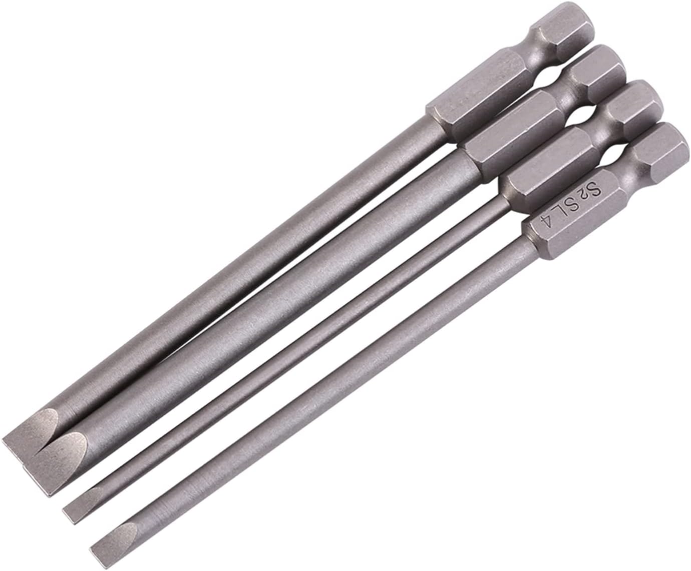 100mm S2 Alloy Steel Magnetic Slotted Screwdrivers Bits Set, Hex Shank 1/4, for Electric Drill, Screwdrivers Bit