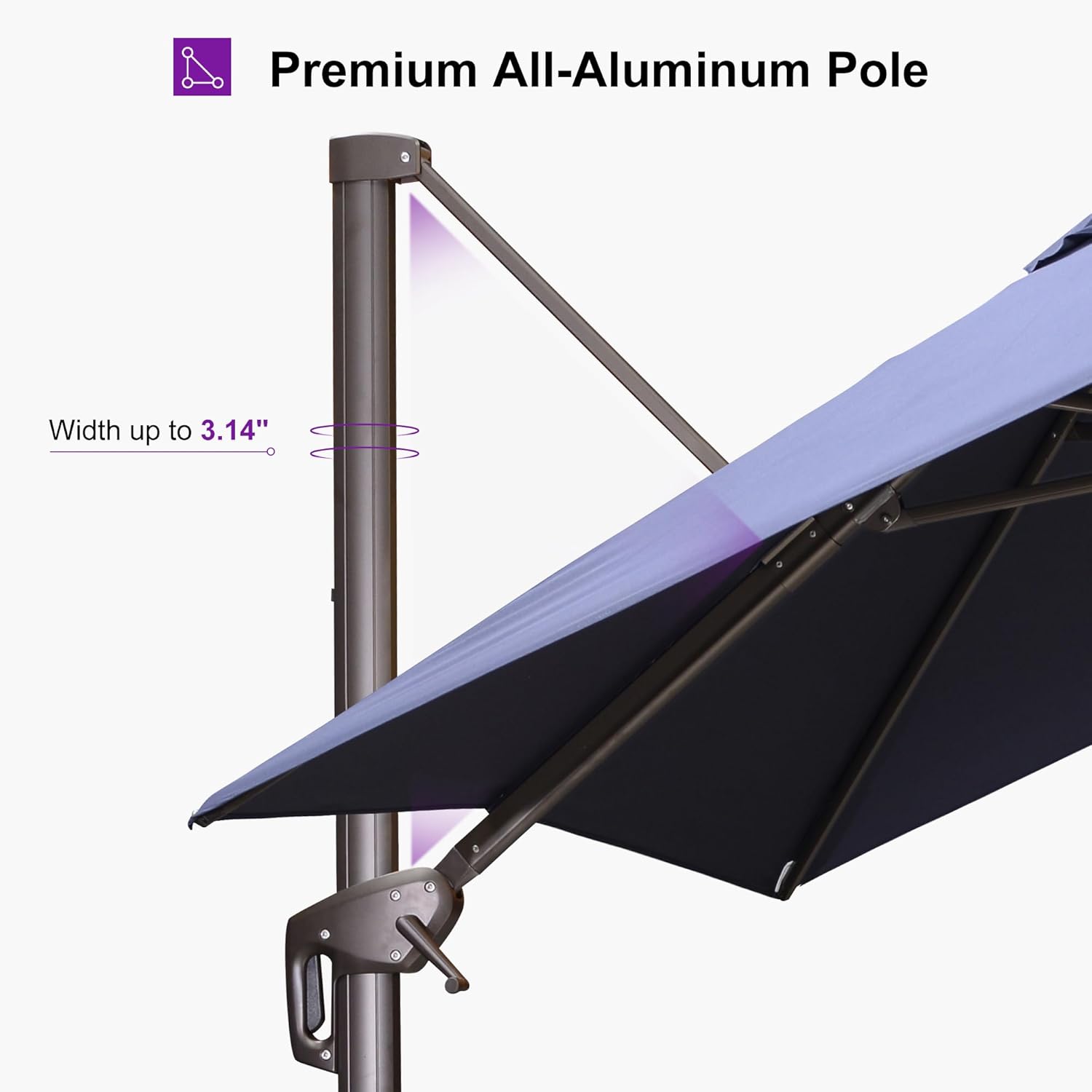 PURPLE LEAF 9' X 9' Patio Umbrella Antique Bronze Square Cantilever Umbrella Outdoor with 360° Rotation and Aluminum Offset Hanging for Pool Deck Garden Backyard, Navy Blue