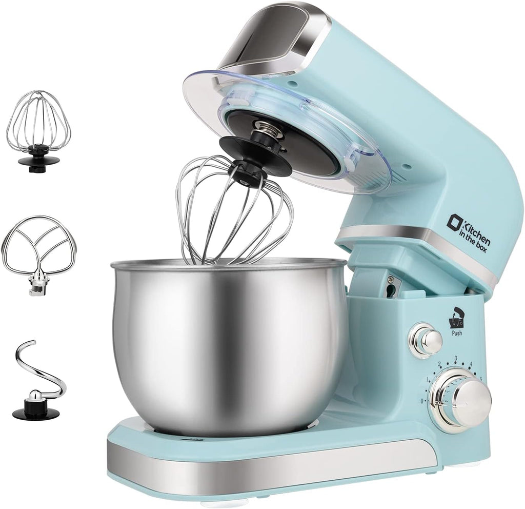 Kitchen in the box Stand Mixer,3.2Qt Small Electric Food Mixer,6 Speeds Portable Lightweight Kitchen Mixer for Daily Use with Egg Whisk,Dough Hook,Flat Beater