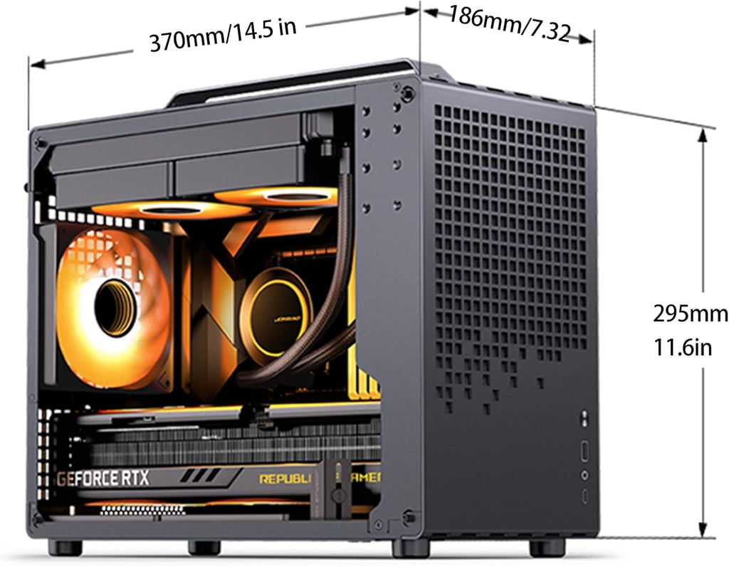 JONSBO/JONSPLUS Z20 Black Micro-ATX Mini Tower PC Case,with Detachable Carrying Handle, Mini Size, High-Performance Hardware Compatible, Support 240AIO, H160mm Cooler, Black