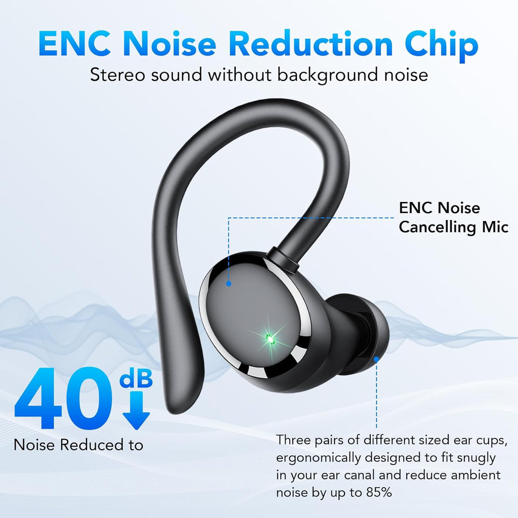 IKG Ear Buds Wireless Earbuds Bluetooth 5.3 Headphones 72hrs Playtime with Digital Display Sports Wireless Headphones with Earhook Deep Bass 2.0,IPX7 Waterproof, Over-Ear Earphones for Sport Running