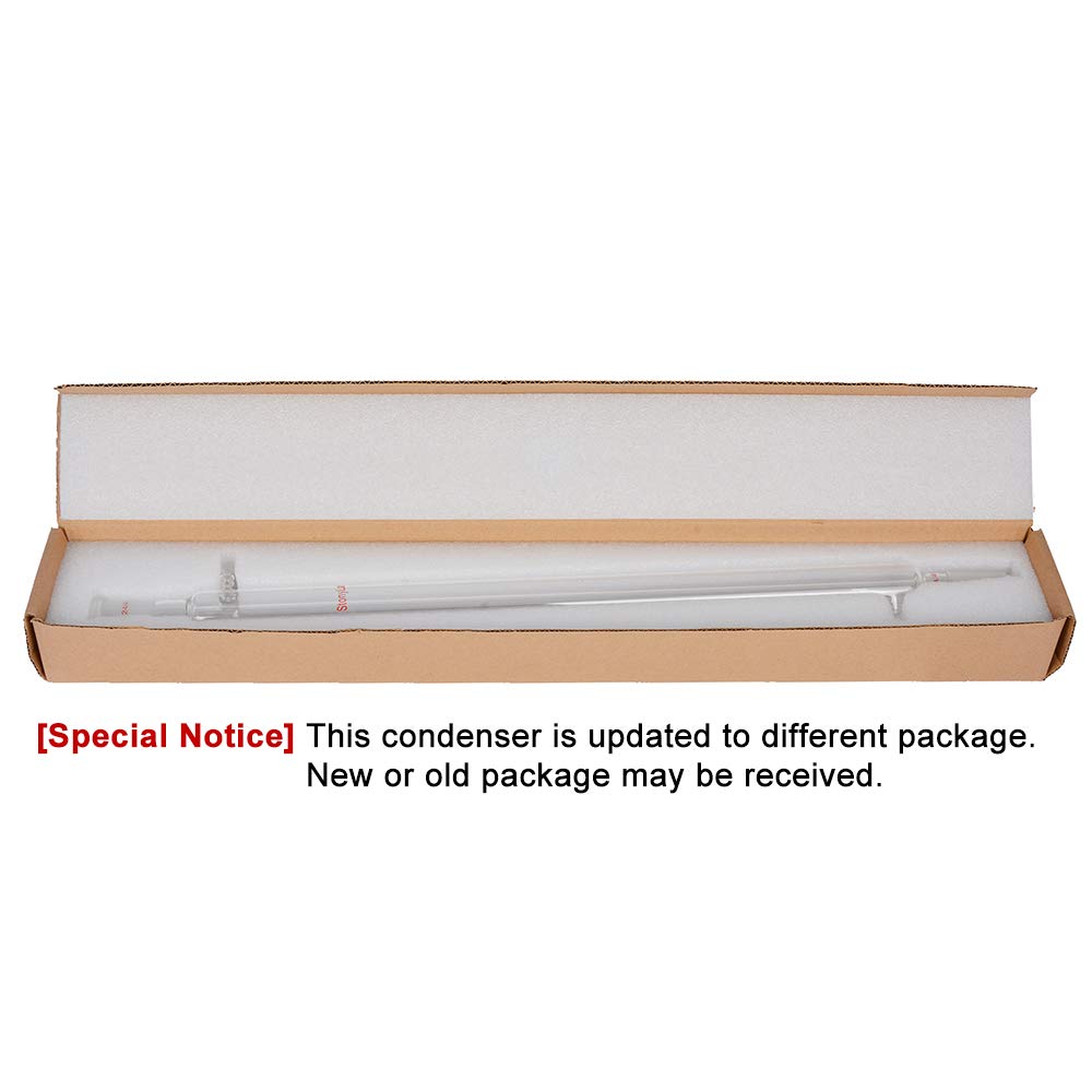 StonyLab Borosilicate Glass Liebig Condenser with 24/40 Joint 500mm Jacket Length Lab Glass Condenser