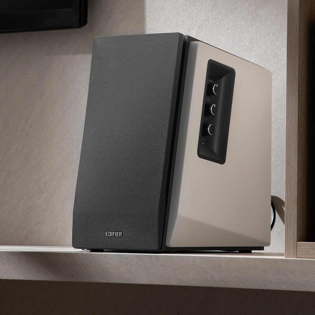 Edifier R1700BT Bluetooth Bookshelf Speaker - Active Near-Field Studio Monitors - Powered Speakers 2.0 Setup Wooden Enclosure - 66w RMS White