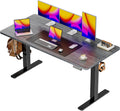 Huuger 55 x 28 Large Electric Standing Desk, Height Adjustable Desk, 27.6" Deep Desktop, Stand up Gaming Computer Office Desk with 2 Hooks, 3 Preset Heights, for Home Office, Grey