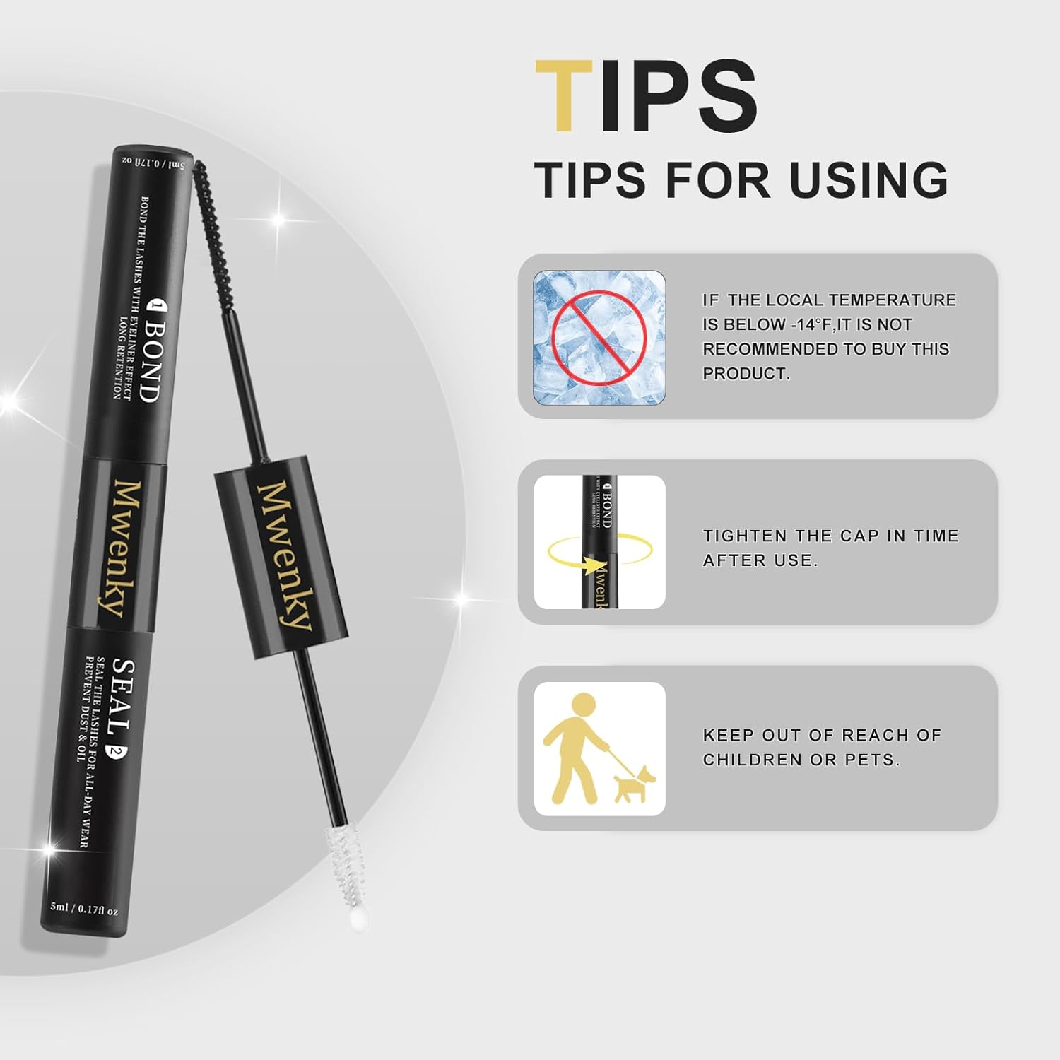 Eyelash Glue with Lash Bond & Seal, 72H Waterproof Cluster Lash Glue for Eyelash Extensions, Long-Lasting & Gentle, 2-in-1 Bond and Seal for Lash Clusters, Lightweight Adhesive, Easy Application