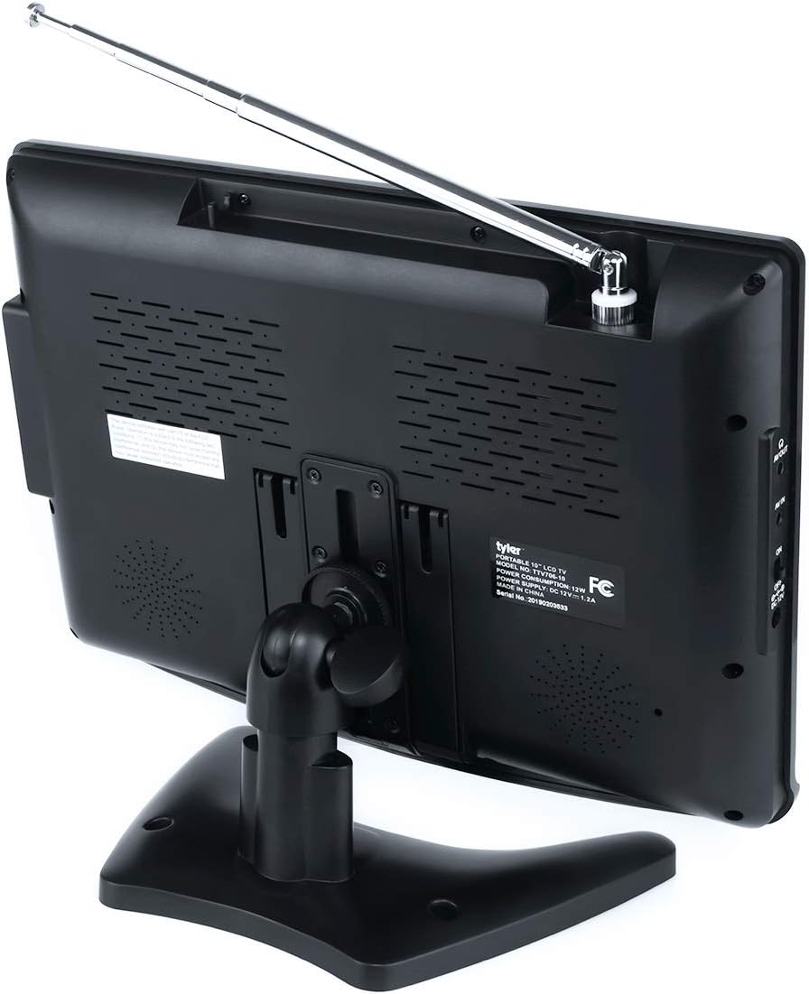 Tyler TTV706 10” Portable Widescreen 1080P LCD TV with Detachable Antennas, HDMI, USB, RCA, FM Radio, Built in Digital Tuner, AV Inputs, AC/DC, (3) Antennas, and Remote Control