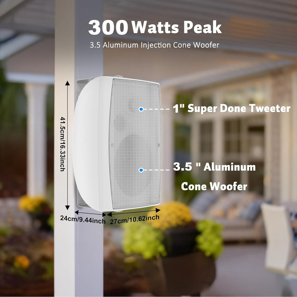 STUDIOFINIX 8-Inch 600W Outdoor Bluetooth Speakers Waterproof Wired, Wall-Mount Waterproof Speaker System Ideal for Large Spaces (Commercial Areas, Spacious Backyards, Auditorium)