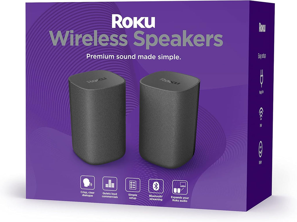 Roku Wireless Speakers - Set of 2 (Pack of 1) - Compatible with Roku TV, Streambar, and Streambar Pro (SE is not compatible)