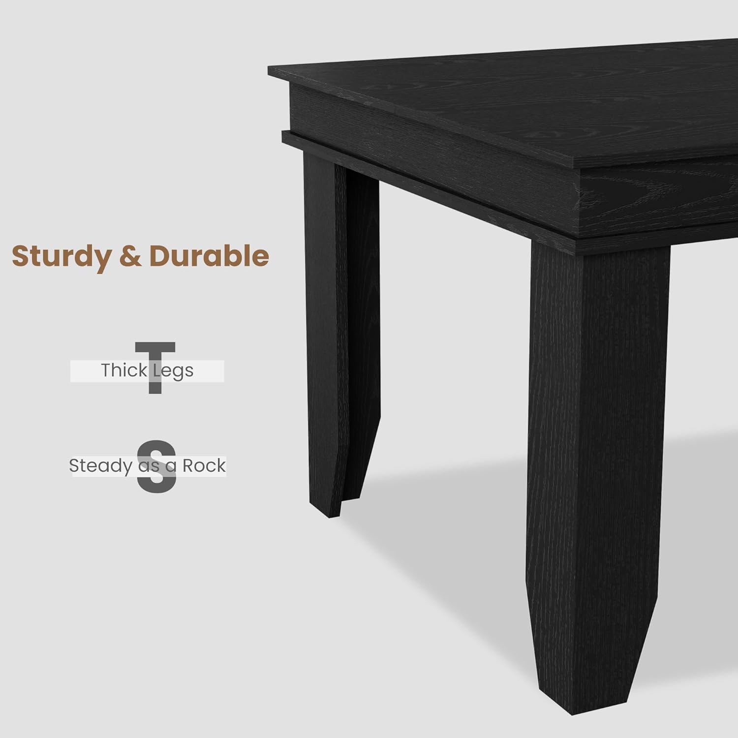 GarveeHome Farmhouse Dining Table for 6-8 People, 71 in Long Kitchen Tables with Wooden Sturdy Frame, 6 ft Large Rectangular Dinner Table for Dining Room, Kitchen (Black, 71" Non-extendable)