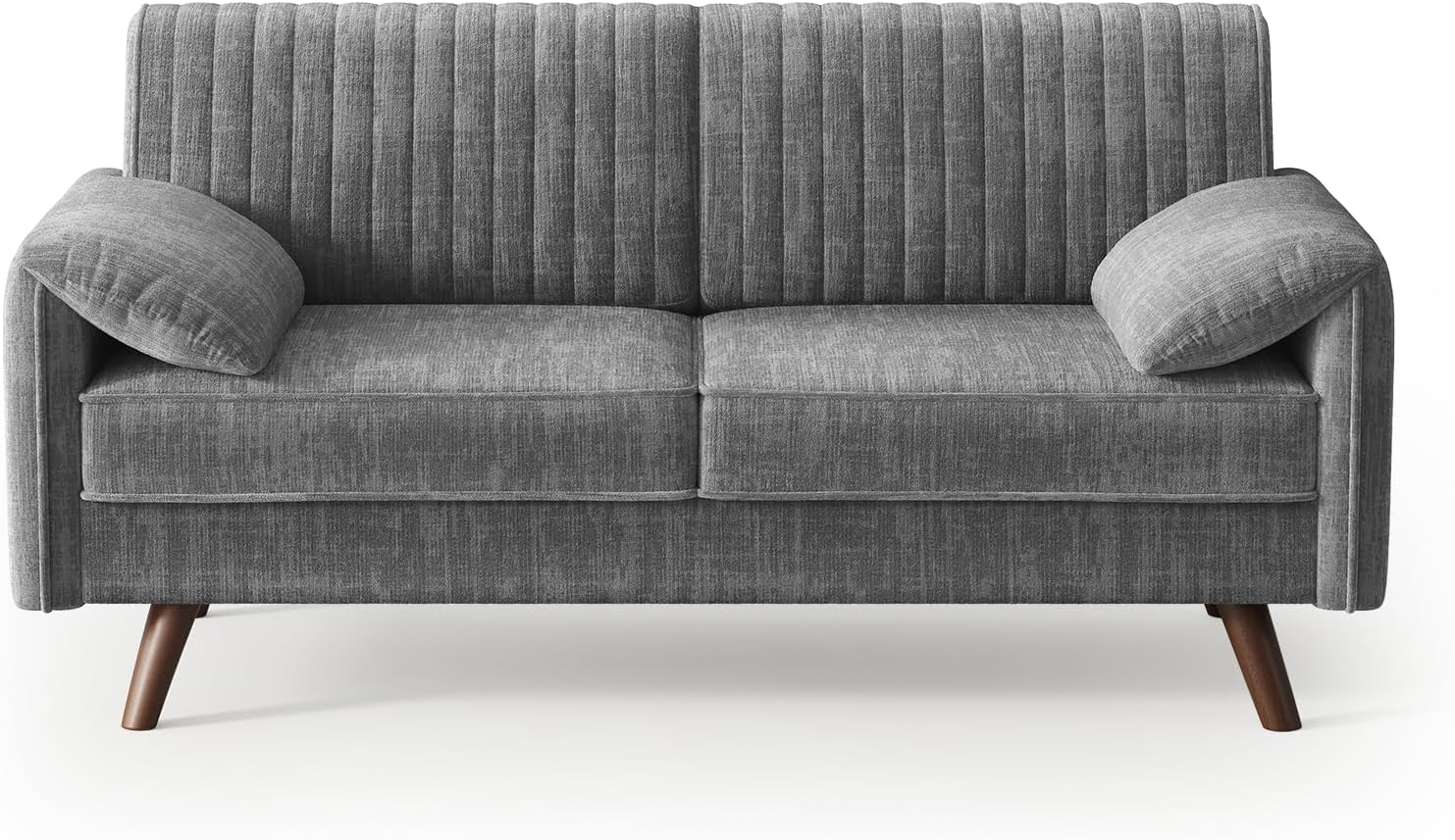 ONBRILL 64.5" Loveseat Sofa, Chenille Loveseat Couch for Living Room, 23.2" Deep Seat Love Seat with Padded Arms, Comfy Modern Small Couches for Bedroom, Small Spaces, Dorms, Office, Grey