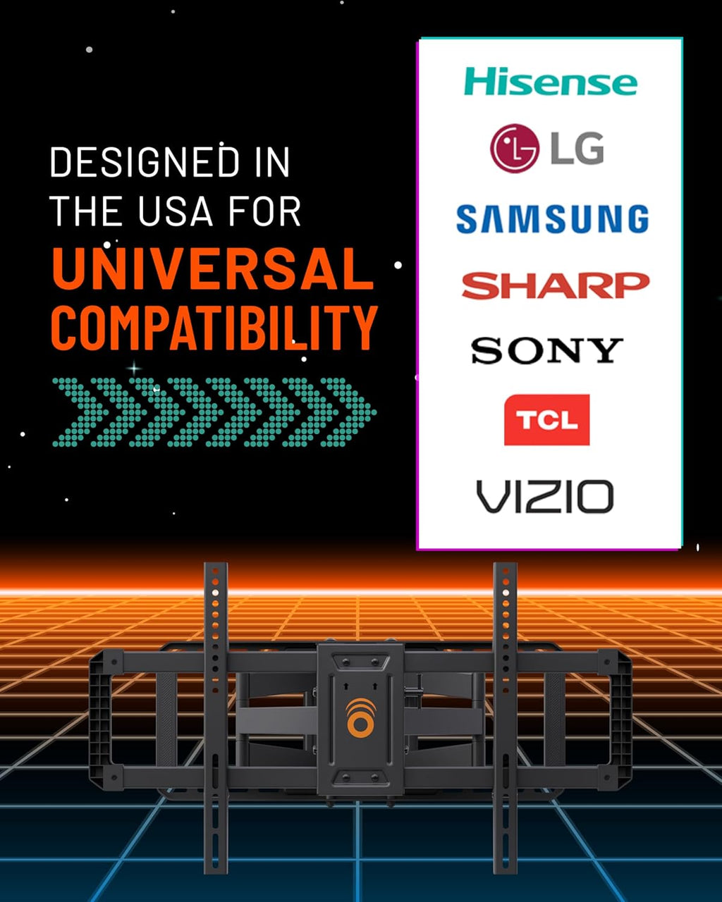 ECHOGEAR MaxMotion TV Wall Mount for Large TVs 42" to 90" - Full Motion Has Smooth Swivel, Tilt, & Extension - Universal Design Works with Samsung, Vizio & More - Includes Hardware & Drill Template