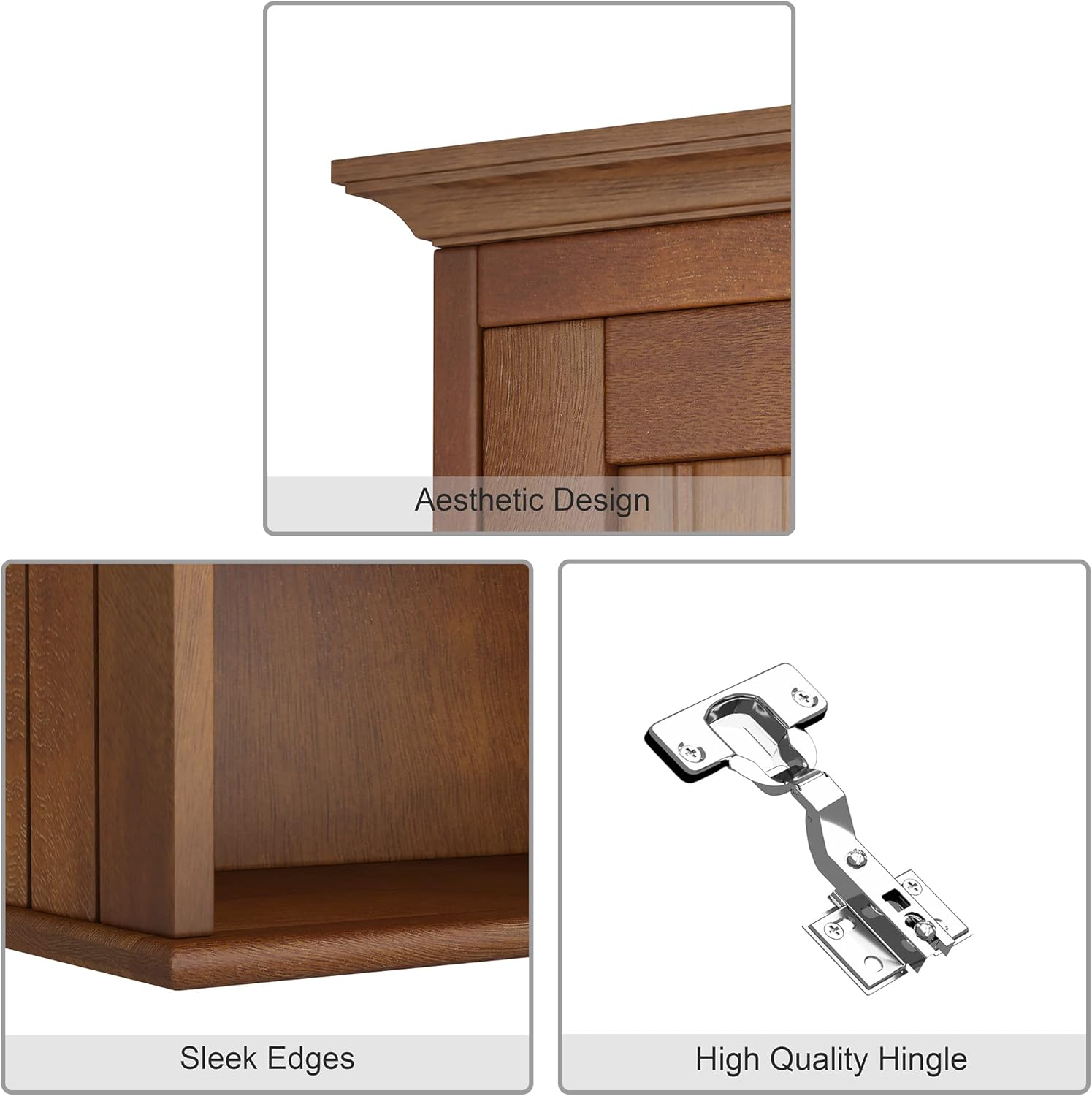 Treocho Wood Wall Cabinet, Bathroom Medicine Cabinet Storage with Doors and Adjustable Shelf, Rustic Cabinet Wall Mounted for Bathroom, Livingroom, Kitchen, Cupboard, Reddish Brown