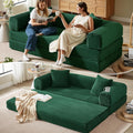 Boneless Couch Versatile Couches for Living Room No-Install Sofa Bed Corduroy Futon Soft Cloud Couch with Pillows for Bedroom Game Movie (Green, 76")