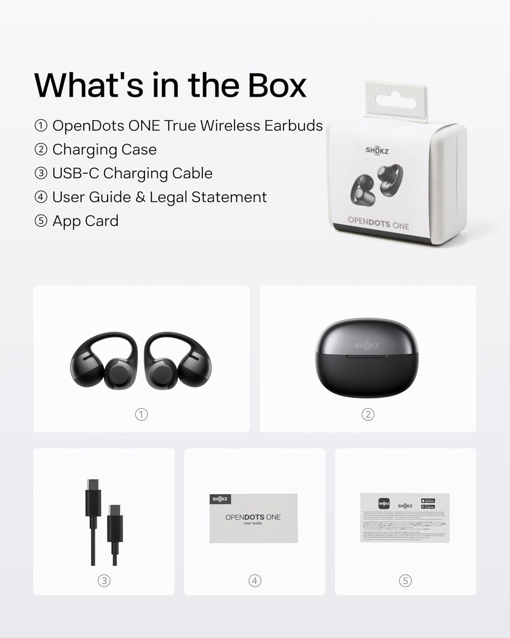 SHOKZ OpenDots ONE-Open-Ear Headphones, Clip-On Earbuds-Wireless Bluetooth Earbuds with Microphone-Secure, Lightweight, Comfort-Premium Dolby Audio-Water Resistant-Fast Charging-Up to 40 hrs Playtime
