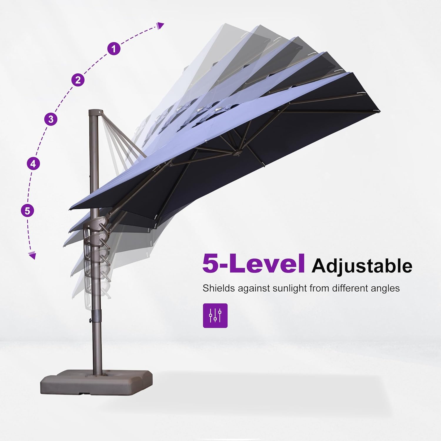 PURPLE LEAF 9' X 9' Patio Umbrella Antique Bronze Square Cantilever Umbrella Outdoor with 360° Rotation and Aluminum Offset Hanging for Pool Deck Garden Backyard, Navy Blue