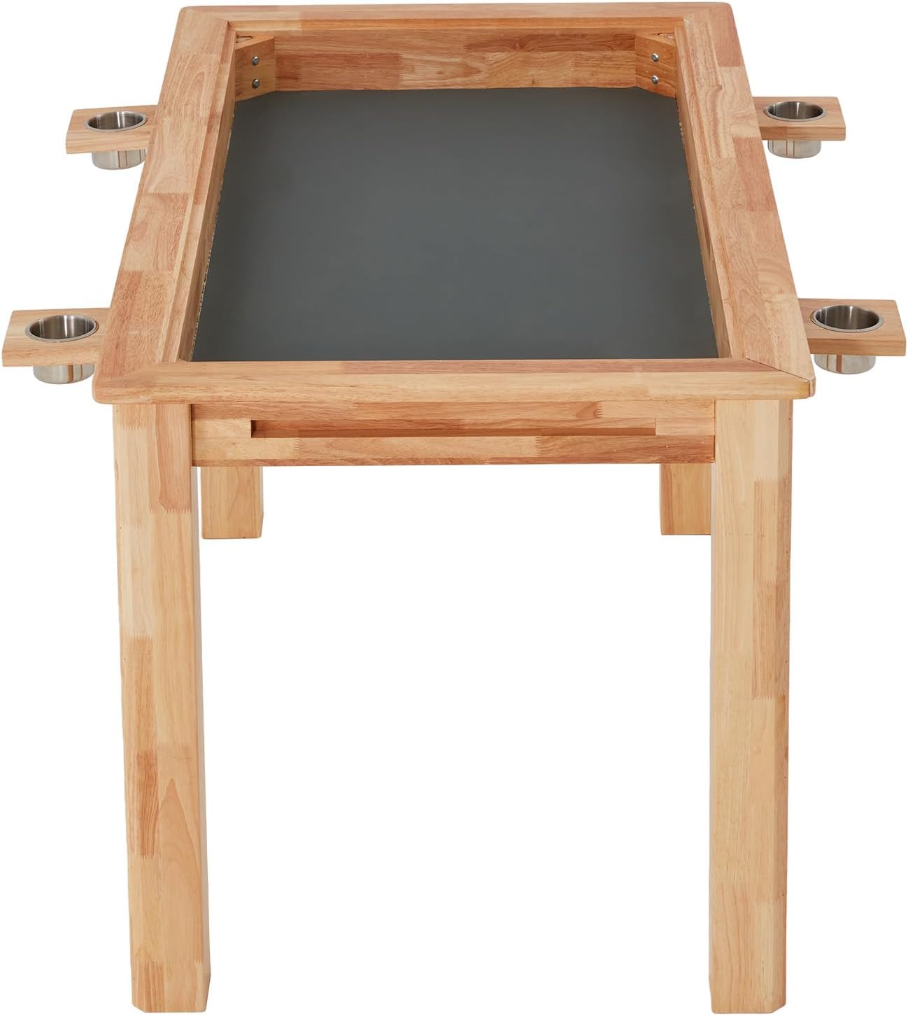 Oak Board Game Table with Removable Table Top, 52" x 29" Play Area, PU Leather Playmat & 4 Cup Holders, Seats 4-6 Players, Dual-Purpose for Gaming & Dining
