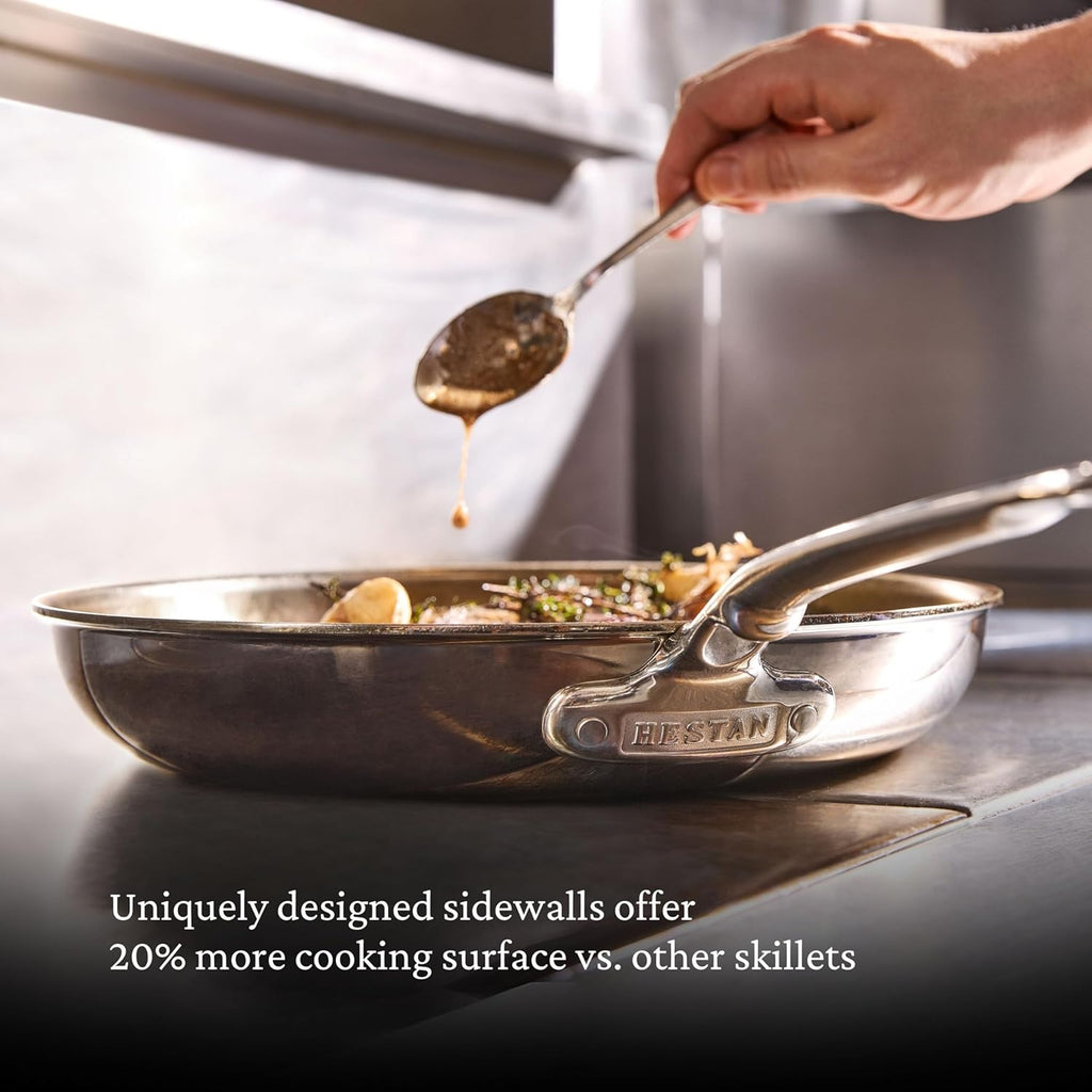 Hestan ProBond Luxe 3-Piece Skillet Set (8.5, 11 & 12.5 Inch) Professional Clad Stainless Steel, ProCore Tri-Ply Clad Construction, Polished Exterior, Induction & Oven Safe
