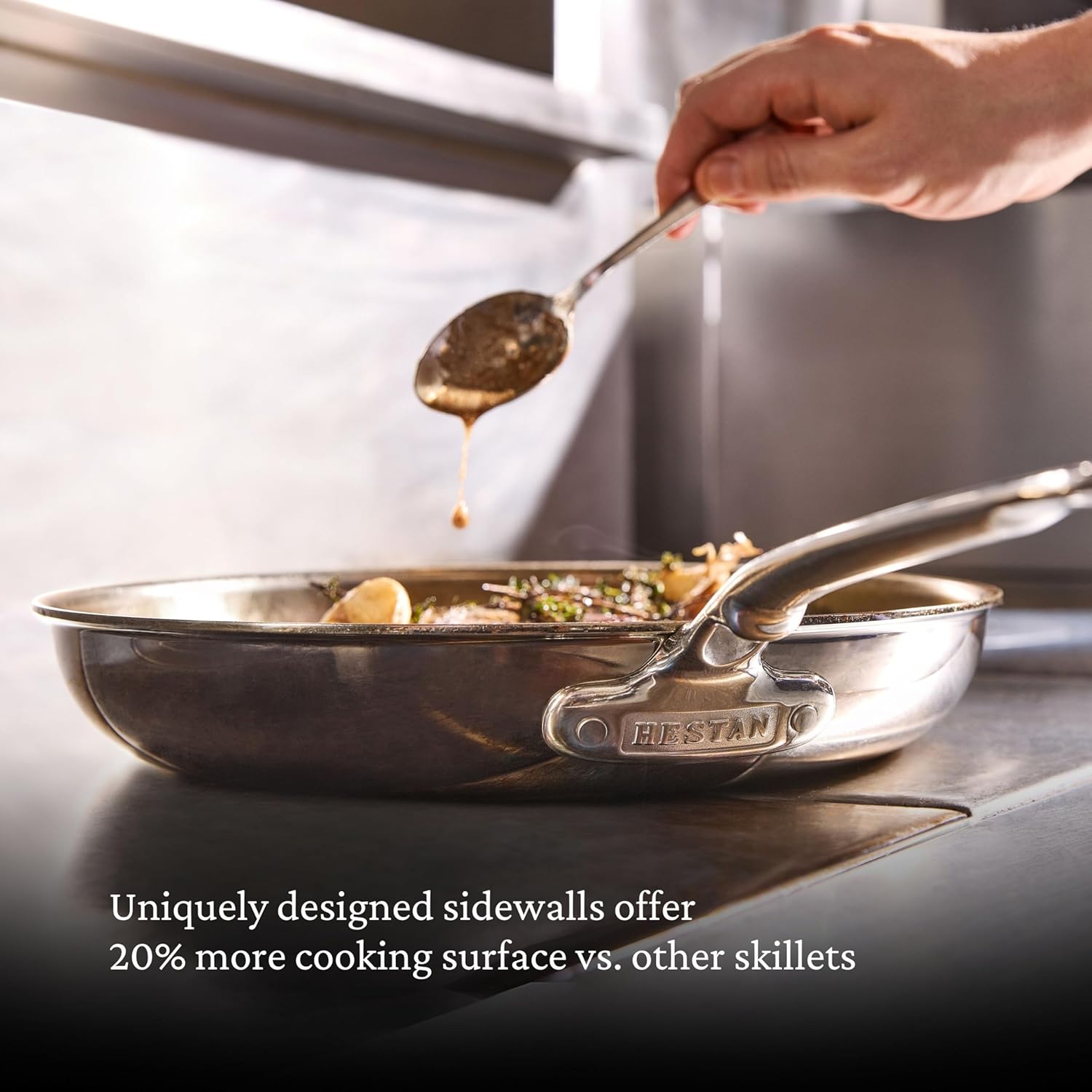 Hestan ProBond Luxe 3-Piece Skillet Set (8.5, 11 & 12.5 Inch) Professional Clad Stainless Steel, ProCore Tri-Ply Clad Construction, Polished Exterior, Induction & Oven Safe