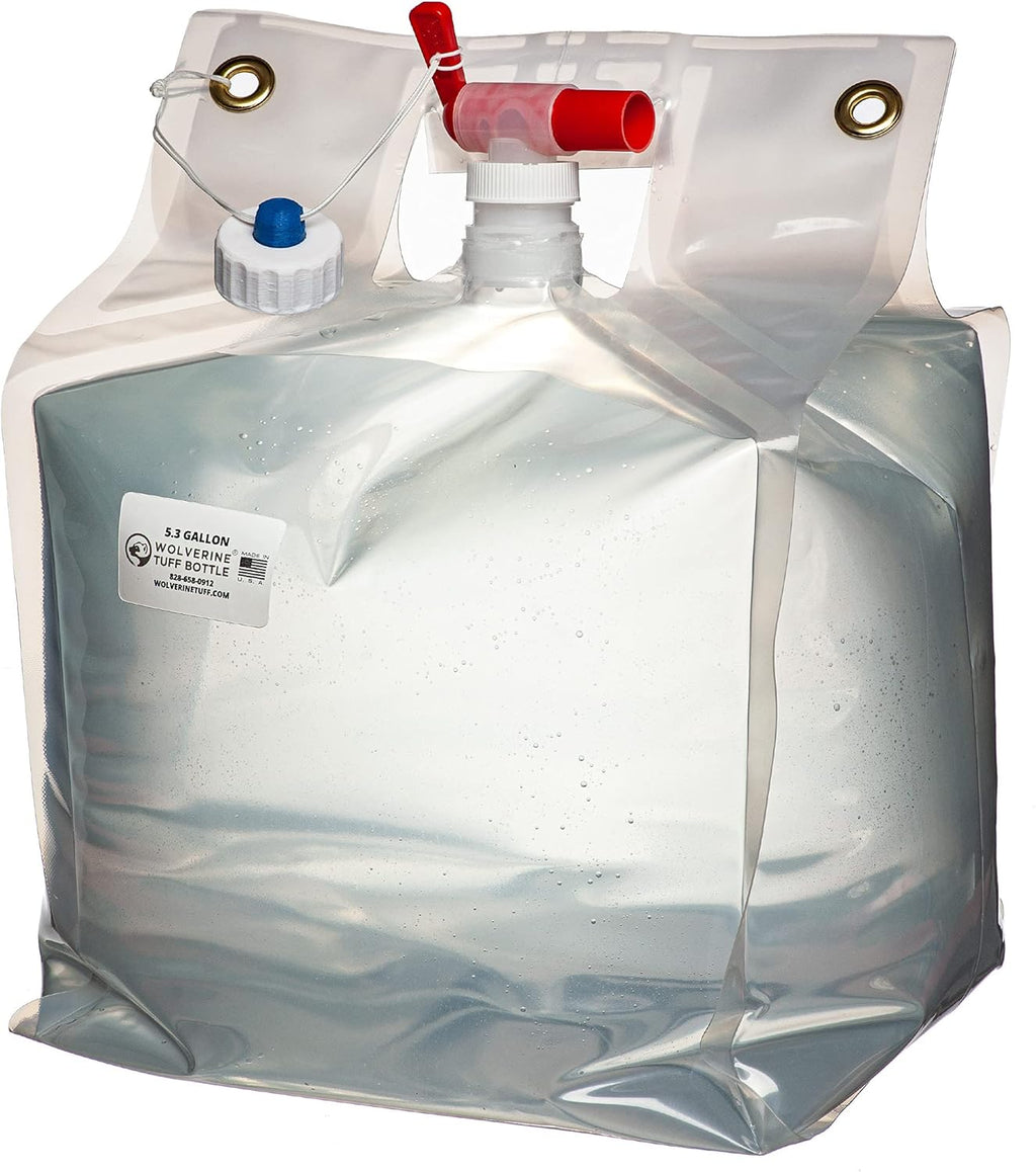 Wolverine Tuff Bottle 5 Gallon/20 Liter Collapsible Water Container with a Red Fast Flow Spout