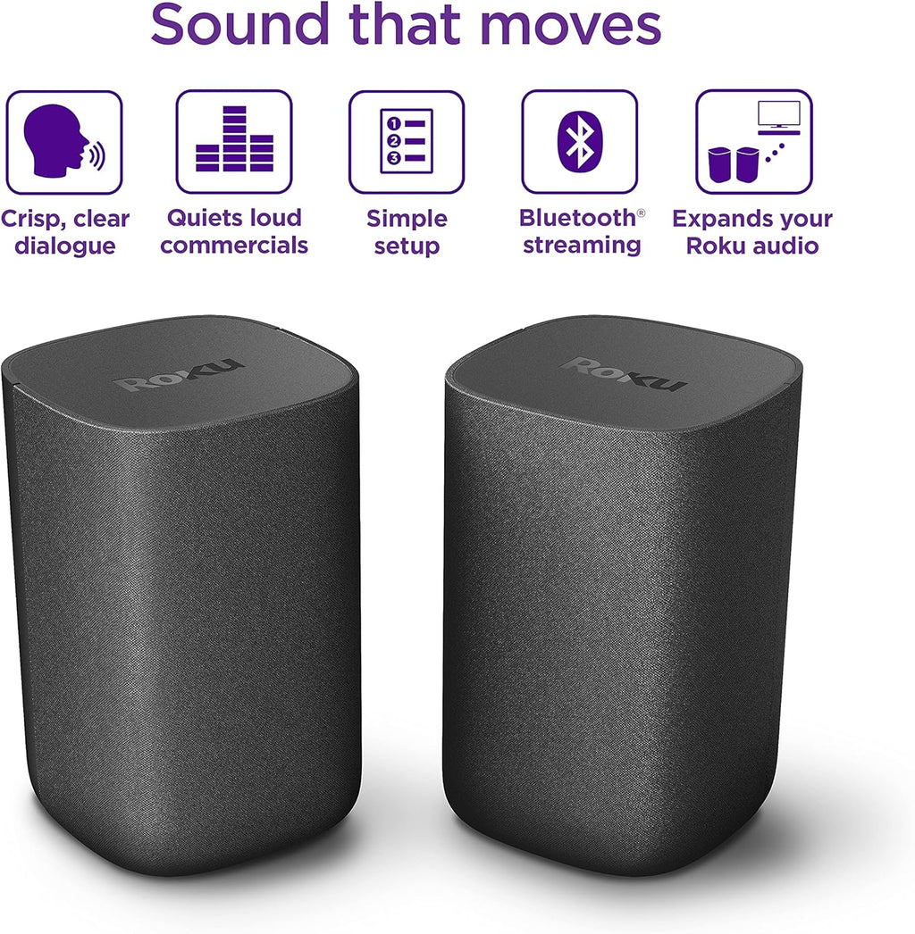 Roku Wireless Speakers - Set of 2 (Pack of 1) - Compatible with Roku TV, Streambar, and Streambar Pro (SE is not compatible)