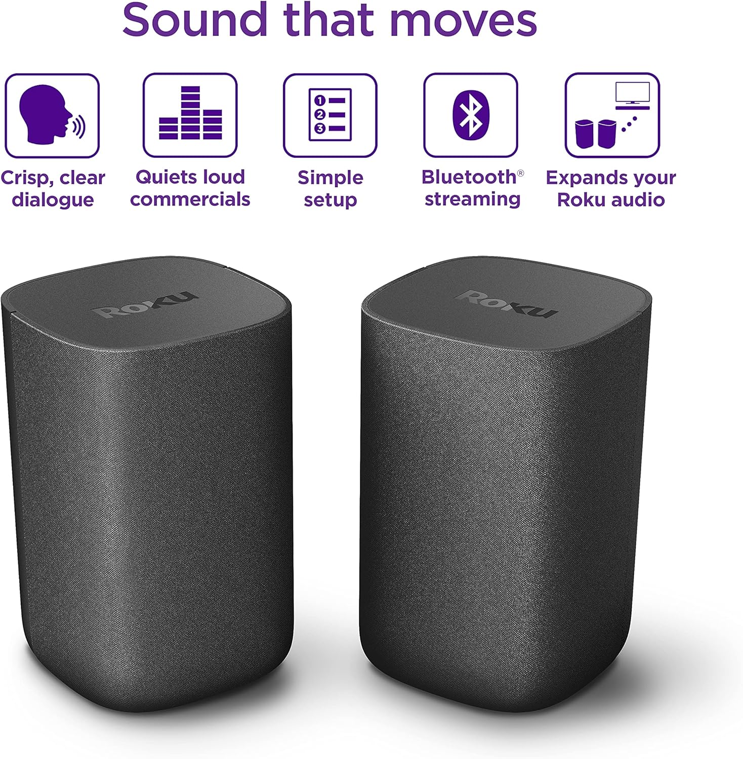 Roku Wireless Speakers - Set of 2 (Pack of 1) - Compatible with Roku TV, Streambar, and Streambar Pro (SE is not compatible)