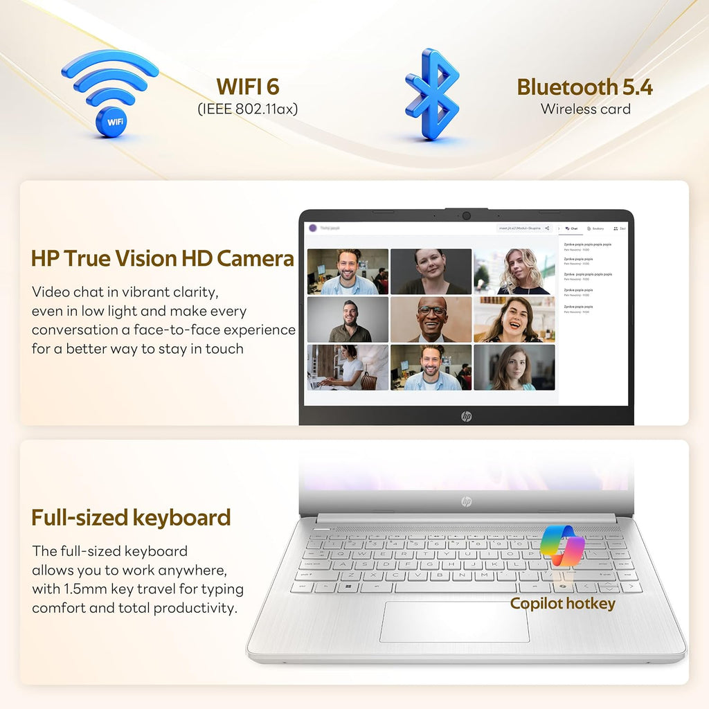 HP Stream 14" HD Laptop with AI Copilot, Intel Processor N150, 4GB RAM, 1.12TB Storage (128GB UFS + 1TB Docking Station Set), Intel Graphics, 1 Year Office 365, Wi-Fi 6, Win 11, Silver