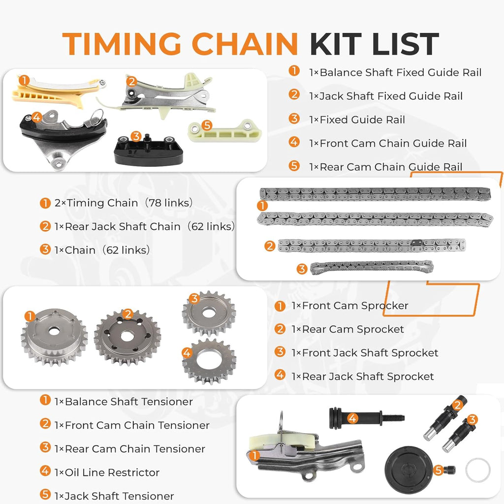 Autoexact 4.0L SOHC V6 Engine Timing Chain Kit W/Tensioner Sprocket Chain Guide Fit for 1997-2010 Ford Explorer Sport Trac Ranger, for Mazda B4000 Mountaineer Replace F77Z-6268-AB 4L2Z6M290AA