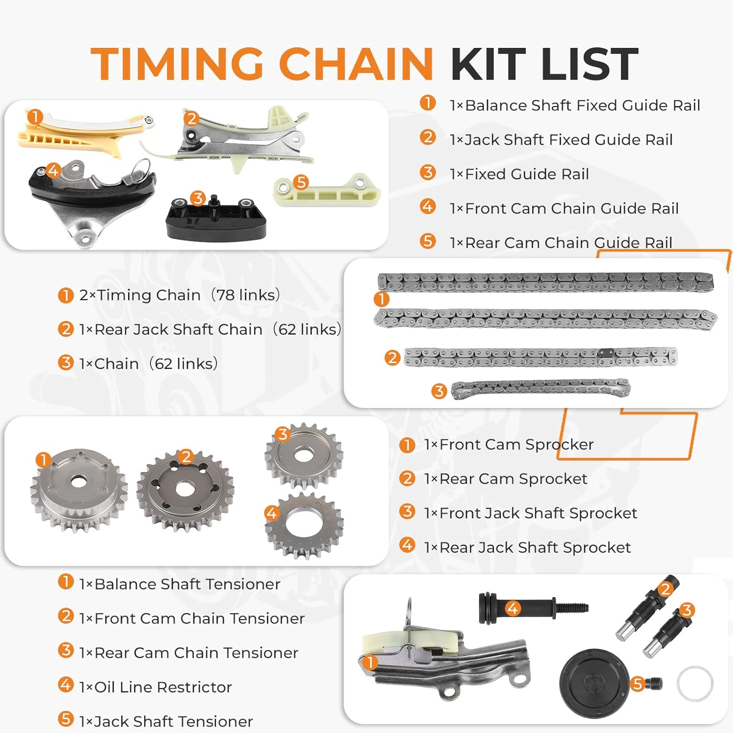 Autoexact 4.0L SOHC V6 Engine Timing Chain Kit W/Tensioner Sprocket Chain Guide Fit for 1997-2010 Ford Explorer Sport Trac Ranger, for Mazda B4000 Mountaineer Replace F77Z-6268-AB 4L2Z6M290AA