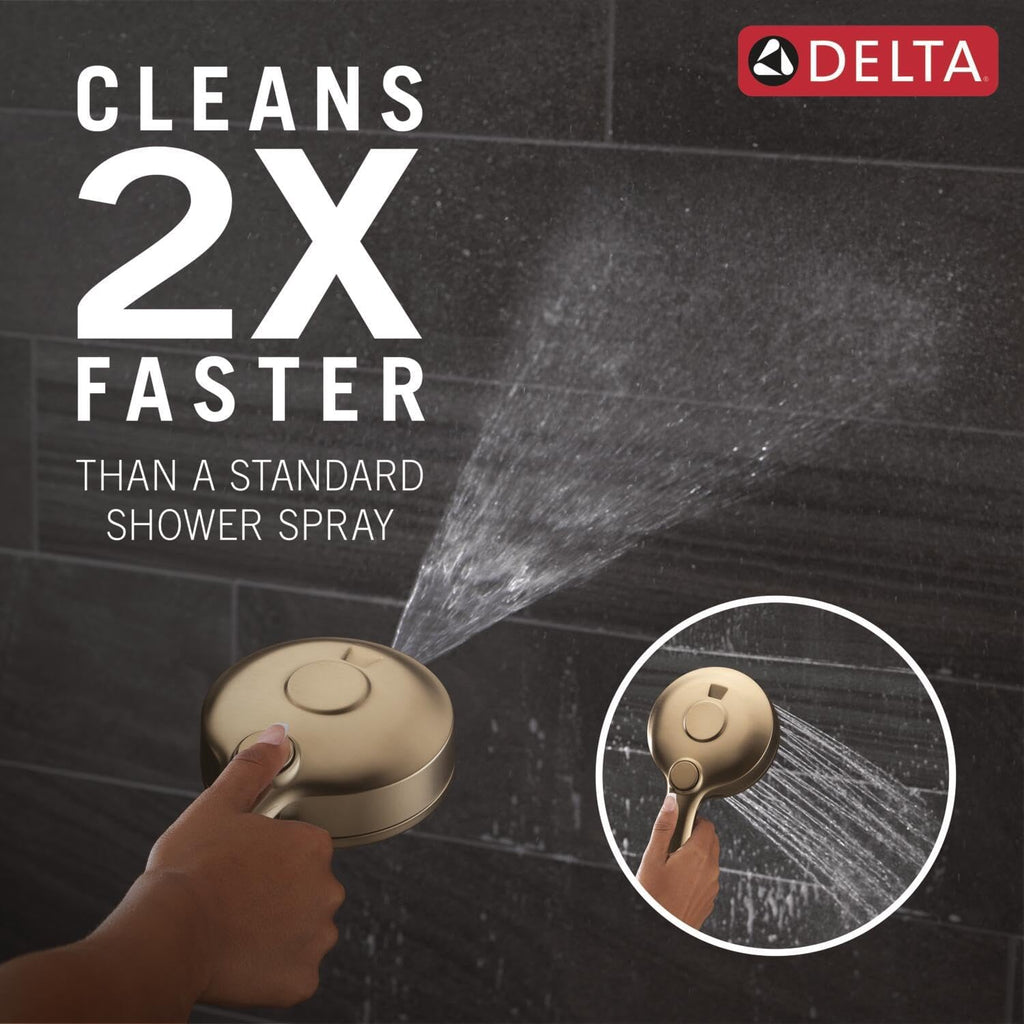 Delta 5-Setting HydroRain 2-in-1 Dual Shower Head with ProClean Spray, Brushed Gold High Pressure Shower Head with Handheld Spray, 1.75 GPM Flow Rate, Champagne Bronze 75419CZ
