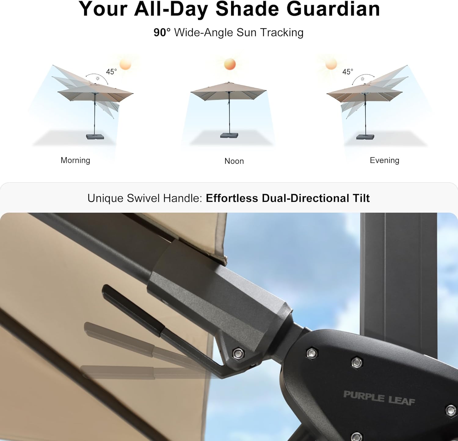 PURPLE LEAF 9' X 12' Left-right Tilt Patio Umbrella Outdoor Cantilever Swivel Rectangle Umbrella with Tilt Aluminum Offset Umbrella with 360-degree Rotation for Garden Deck Pool Patio Beige