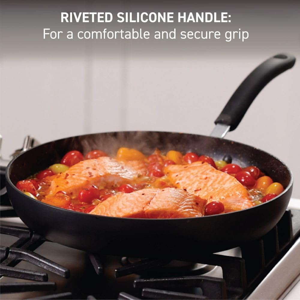T-Fal Ultimate Hard Anodized Nonstick Fry Pan Set 3 Piece: 8, 10.25, & 12 Inch, Oven Broiler Safe 400F, Kitchen Cookware Set, Pots and Pans Set Non Stick, Frying Pans, Skillets, Dishwasher Safe, Onyx