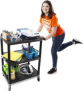 Stand Steady Tubstr 3 Flat Shelf Printer Cart, Compact and Heavy-Duty Utility Storage - Supports up to 300 lbs, Great for Home, Office, Warehouse, 28 x 18 in Tool Table, Moves Cargo Easily (Black)
