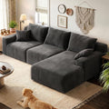 Homkdom Boneless Modular Sectional Couch, Cloud Couch L-Shaped Sofa with 61.5" Deep Seat & Right Facing Chaise – Deep Grey, Pet Friendly, 6 Configurations for Small Space Apartment, No Assembly