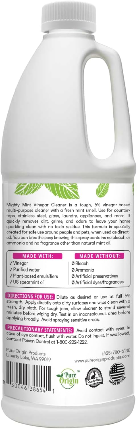 Mighty Mint Vinegar Cleaner, All-Purpose Cleaning for Household Surfaces, Natural Mint Scent, 32oz