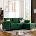 Vongrasig Convertible Sectional Couch, 3 Seat L Shaped Sofa with Removable Pillows Linen Fabric Small Modern Couch Mid Century for Living Room, Apartment and Office, Green