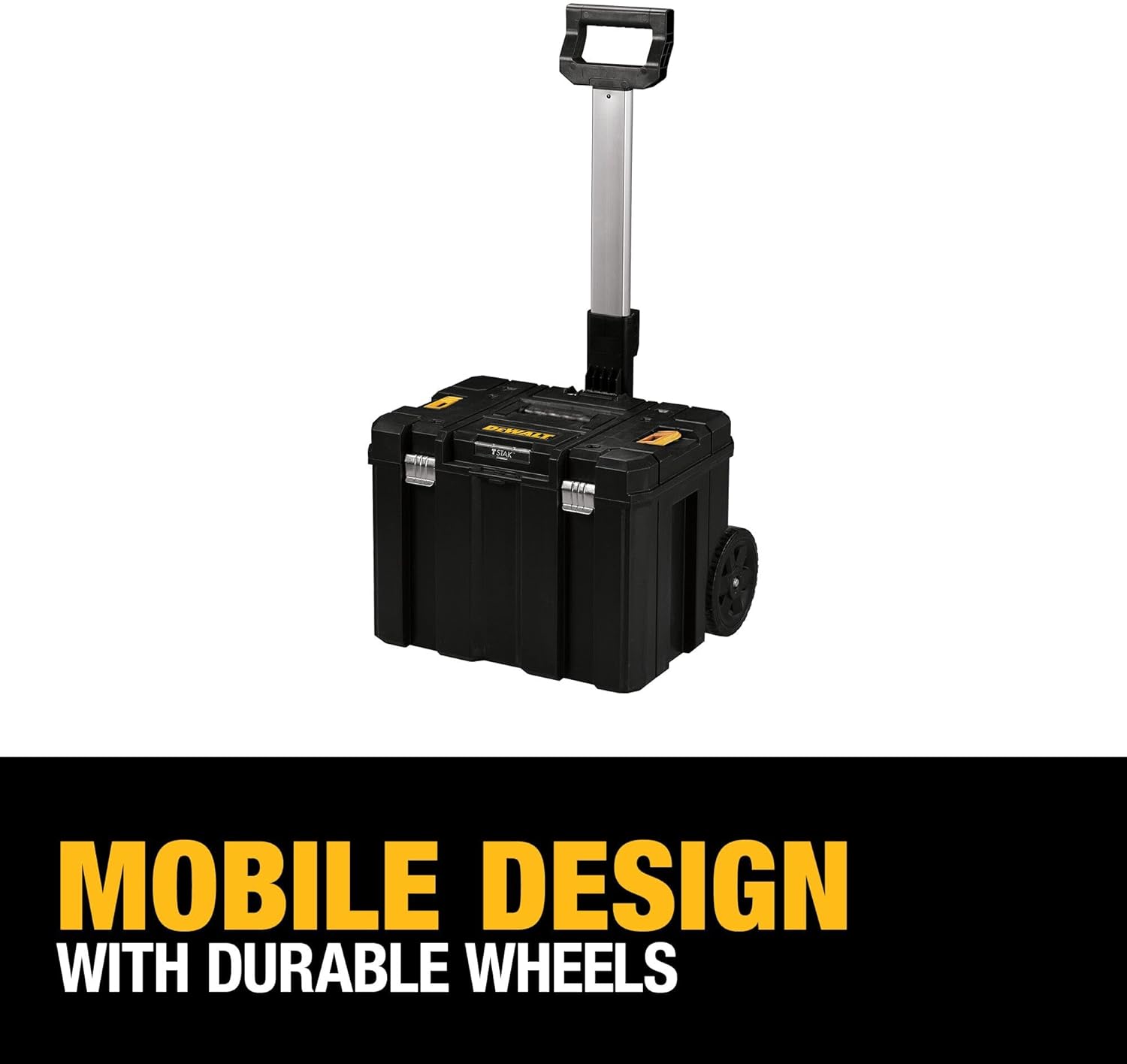 DEWALT Tool Box with Wheels Modular, Large Rolling Tool Box With Telescopic Handle, Portable Carrier Deep Stackable TSTAK Storage (DWST17820)