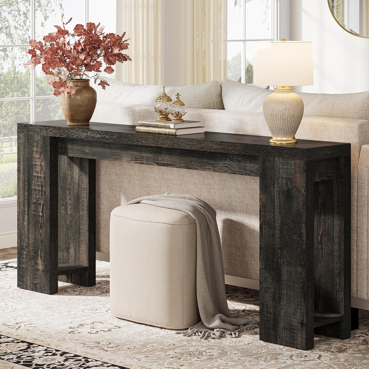 Tribesigns 70.9-Inch Extra Long Console Table, Farmhouse Wood Sofa Table Behind Couch, Narrow Entryway Accent Table for Living Room, Hallway, Entrance, Foyer, Black