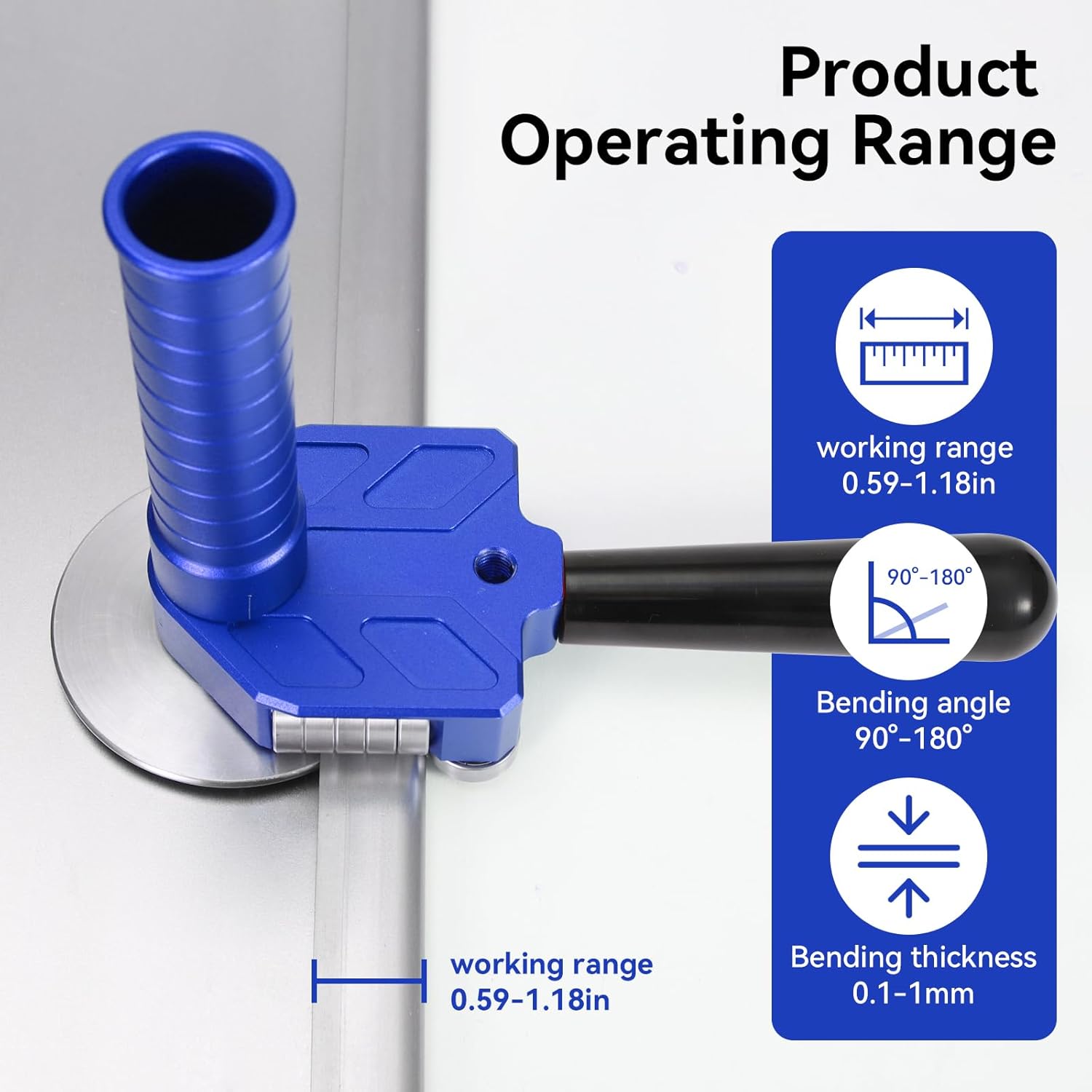 Sheet Metal Bender One Station Disc,90°-180° Bending Angle Sheet Metal Roller,Bending Capacity:Makes 0.59" - 1.18" Curved,Configure Rotary Ergonomic Handle