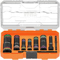 Klein Tools 656QS KNECT Quad Socket, 24 Sizes in 6 Sockets, 4-in-1 Color Coded SAE and Metric Impact Rated, Deep-Well Heavy-Duty, 1/4-and 3/8-Inch Drive, 3-1/2-and 6-1/2-Inch Shaft