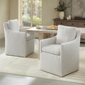 KISLOT Upholstered Dining Chairs with Casters, No Assembly Modern Accent Armchair with Rollers for Dining Room, Bedroom, Living Room, Reading Room, Already Assembled, Linen, 2 Box