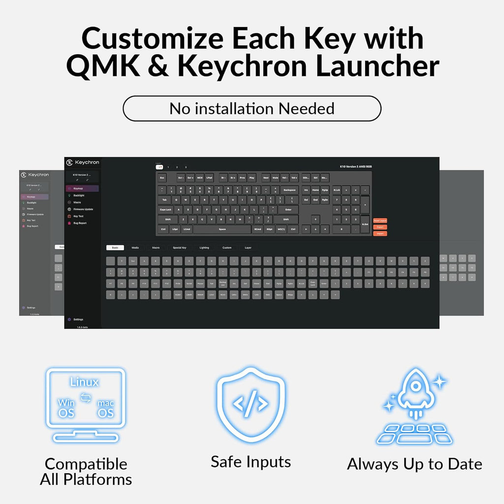 Keychron K10 Full-Size Layout QMK Wireless Mechanical Keyboard, Bluetooth/Wired Hot-Swappable Gaming Keyboard with Keychron Super Brown Switch, RGB Backlight, PBT Keycaps for Mac/Windows-Version 2