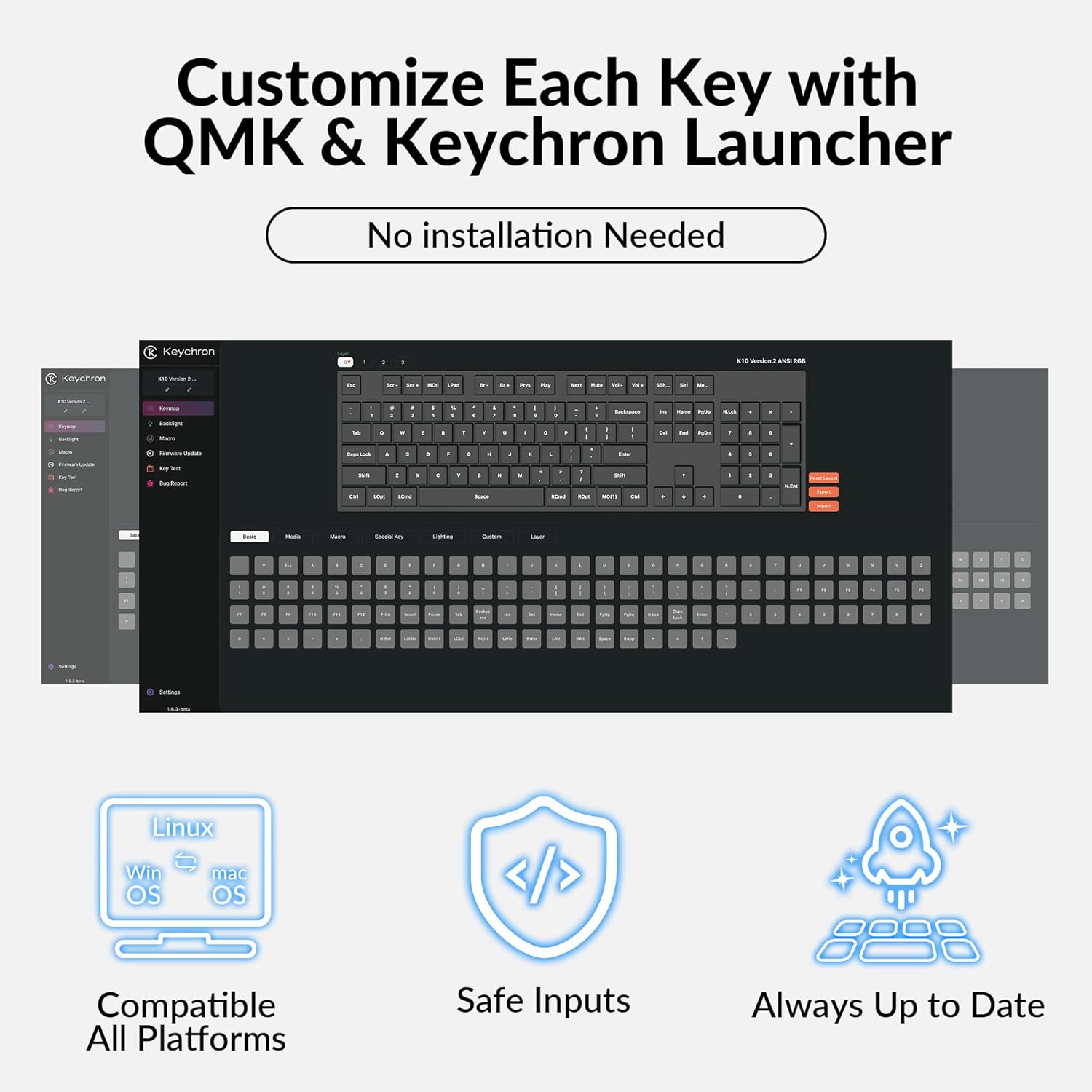 Keychron K10 Full-Size Layout QMK Wireless Mechanical Keyboard, Bluetooth/Wired Hot-Swappable Gaming Keyboard with Keychron Super Brown Switch, RGB Backlight, PBT Keycaps for Mac/Windows-Version 2