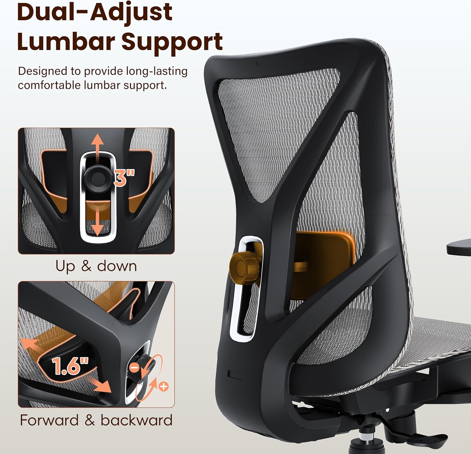 Ergonomic Office Chair, Mesh Computer Desk Chairs with Adjustable Lumbar Support, 3D Armrest, Tilt Function, Comfy Wide Seat, Executive Work Task Chair for Company & Home, Gaming Chair (Grey)