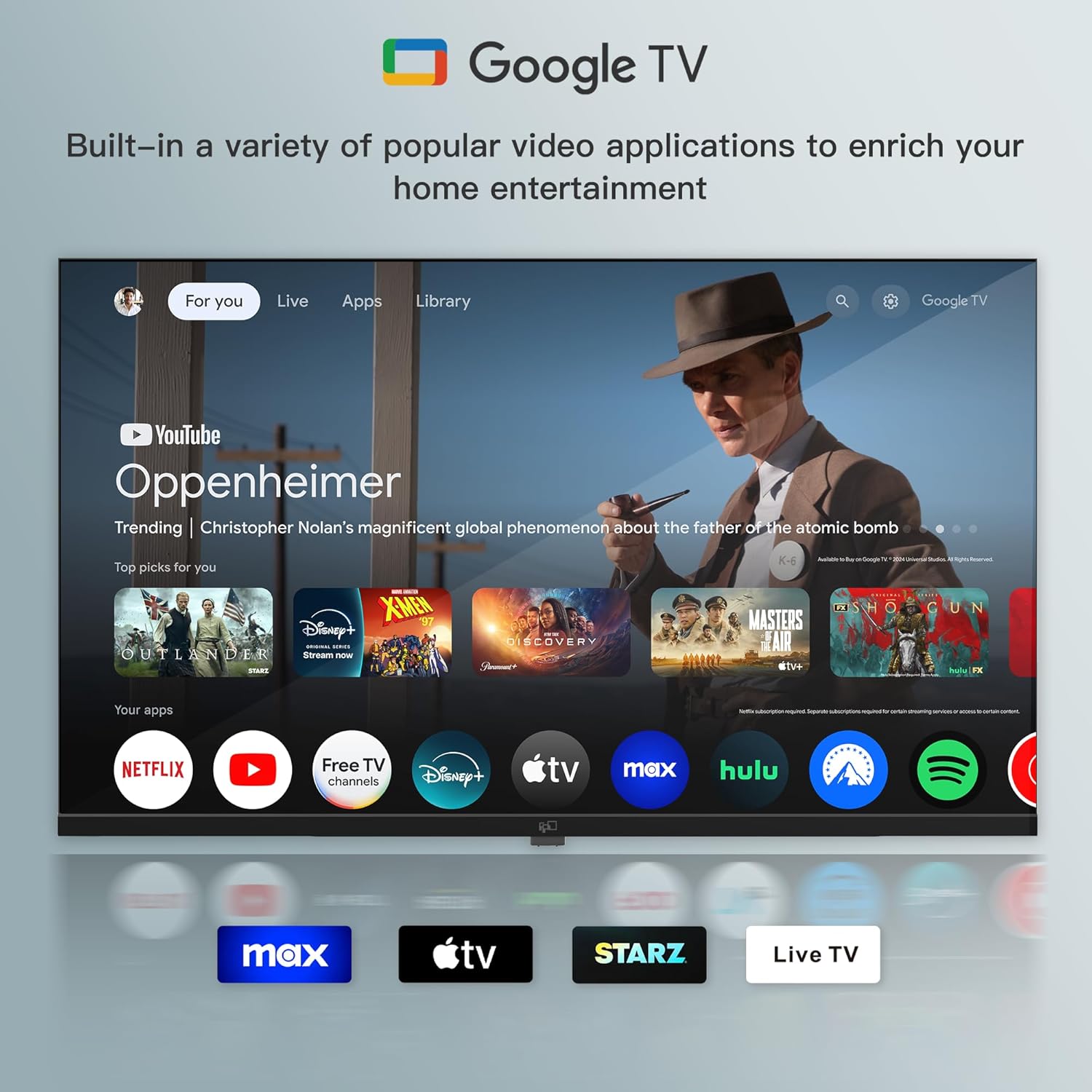 FPD 40-inch Smart TV, 1080p Full HD Google TV with Google Play Built-in Google Cast, HDR 10, Dolby Audio, Voice Remote, Stream Live Television (Palette-Series, CG40-P3)